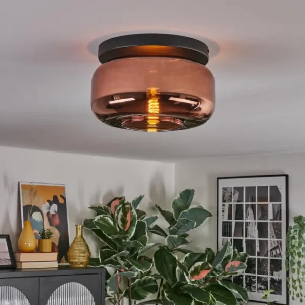 hofstein Boza Plafonnier, Boule lumineuse Cuivré, 1 lumière* Lampes En Verre