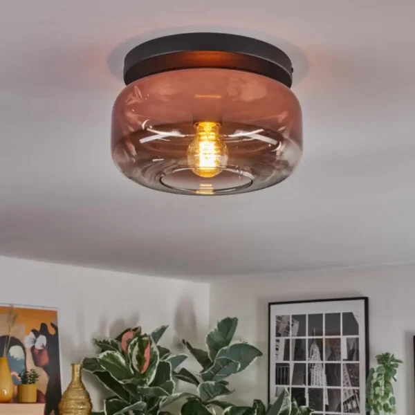 hofstein Boza Plafonnier, Boule lumineuse Clair, Cuivré, 1 lumière* Lampes En Verre