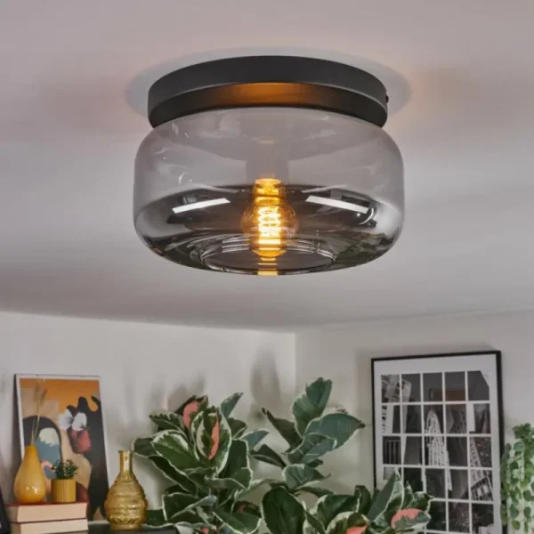 hofstein Boza Plafonnier, Boule lumineuse Fumé, 1 lumière* Lampes Modernes