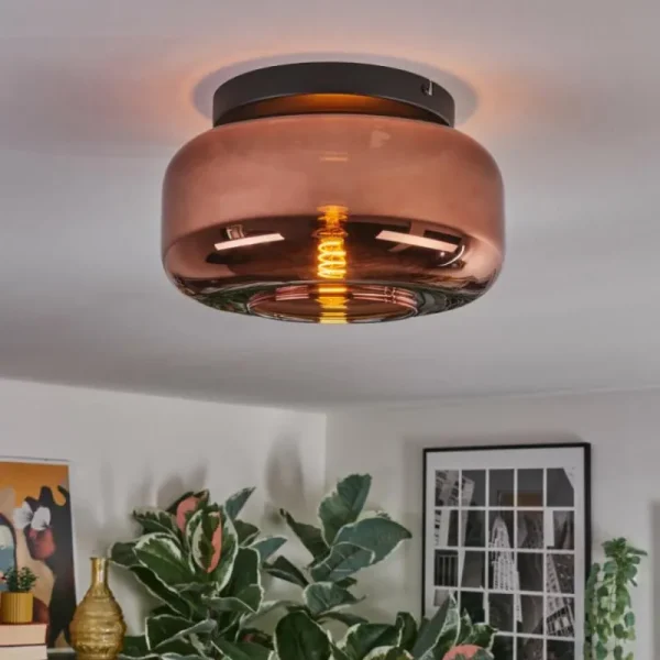hofstein Boza Plafonnier, Boule lumineuse Cuivré, 1 lumière* Lampes En Verre