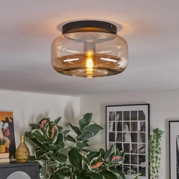 hofstein Boza Plafonnier, Boule lumineuse Ambre, 1 lumière* Lampes En Verre