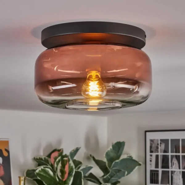 hofstein Boza Plafonnier, Boule lumineuse Clair, Cuivré, 1 lumière* Lampes En Verre