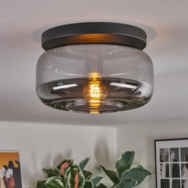 hofstein Boza Plafonnier, Boule lumineuse Fumé, 1 lumière* Lampes Modernes