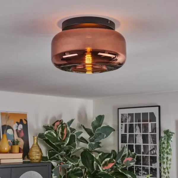 hofstein Boza Plafonnier, Boule lumineuse Cuivré, 1 lumière* Lampes En Verre