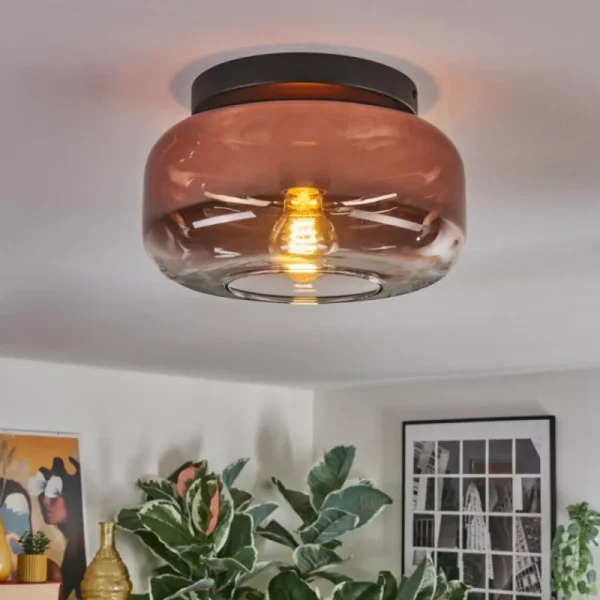 hofstein Boza Plafonnier, Boule lumineuse Clair, Cuivré, 1 lumière* Lampes En Verre