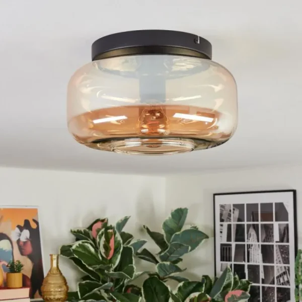 hofstein Boza Plafonnier, Boule lumineuse Ambre, 1 lumière* Lampes En Verre