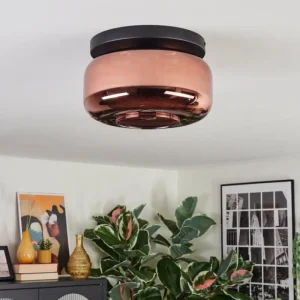 hofstein Boza Plafonnier, Boule lumineuse Cuivré, 1 lumière* Lampes En Verre