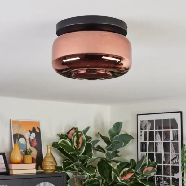 hofstein Boza Plafonnier, Boule lumineuse Cuivré, 1 lumière* Lampes En Verre