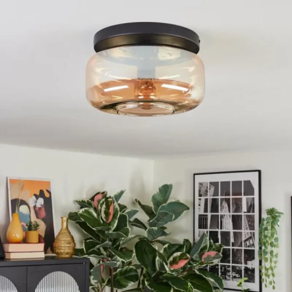 hofstein Boza Plafonnier, Boule lumineuse Ambre, 1 lumière* Lampes En Verre