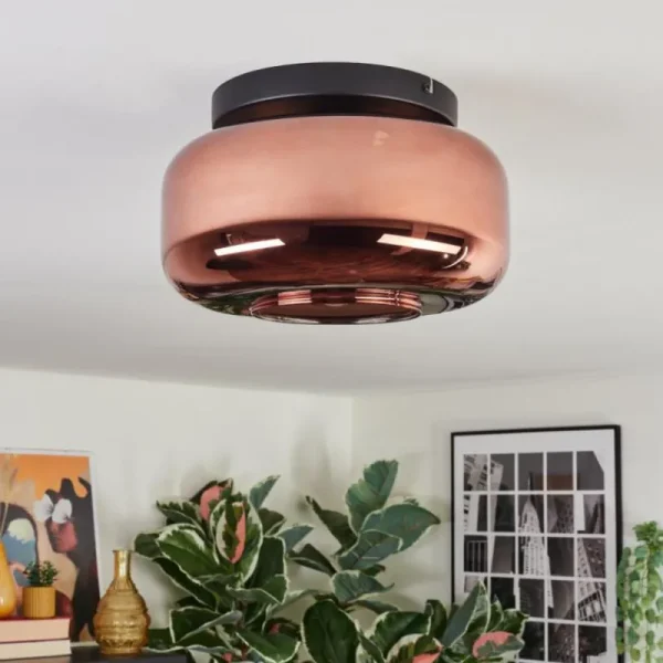 hofstein Boza Plafonnier, Boule lumineuse Cuivré, 1 lumière* Lampes En Verre