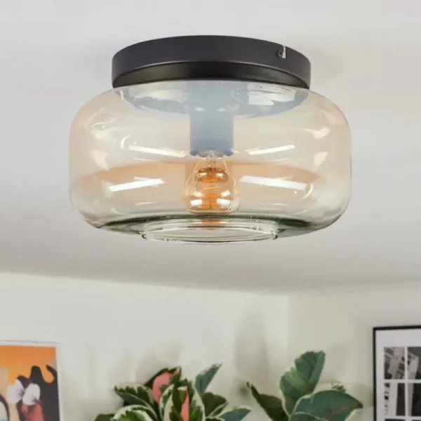 hofstein Boza Plafonnier, Boule lumineuse Ambre, Clair, 1 lumière* Lampes En Verre