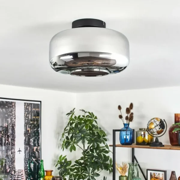hofstein Boza Plafonnier Chrome, Fumé, 1 lumière* Lampes Modernes