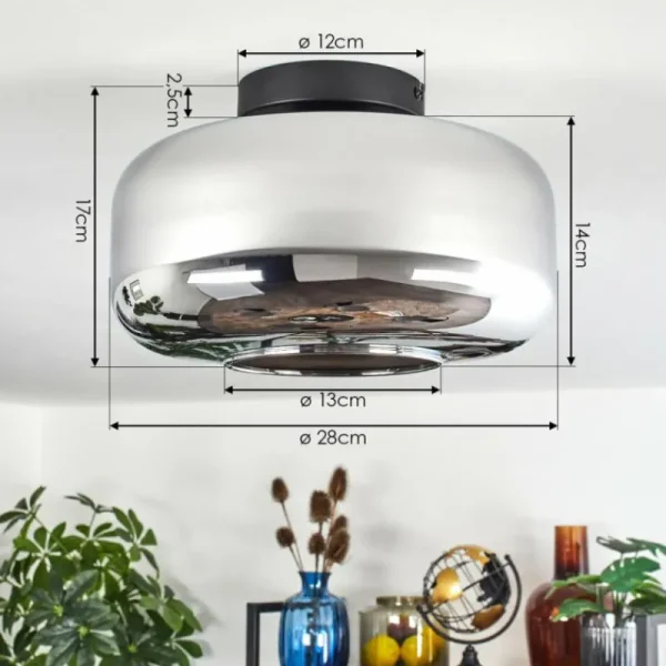 hofstein Boza Plafonnier Chrome, Fumé, 1 lumière* Lampes Modernes