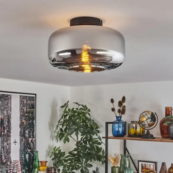 hofstein Boza Plafonnier Chrome, Fumé, 1 lumière* Lampes Modernes