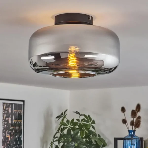 hofstein Boza Plafonnier Chrome, Fumé, 1 lumière* Lampes Modernes