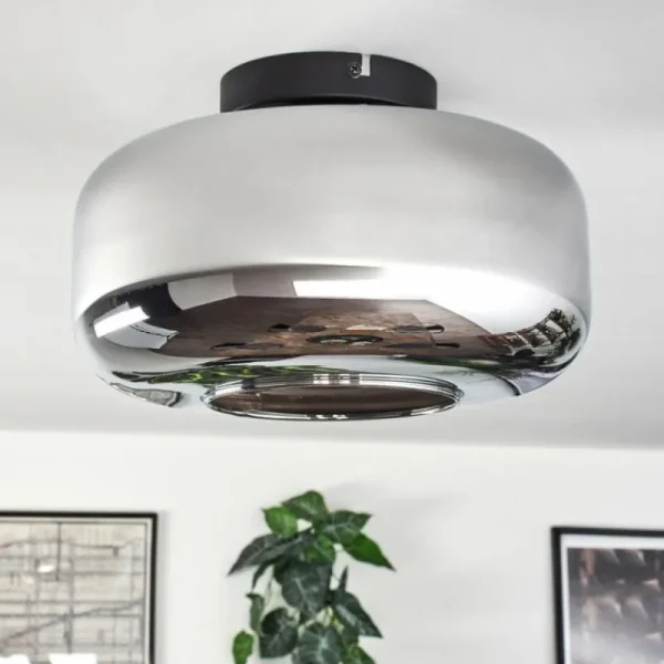 hofstein Boza Plafonnier Chrome, Fumé, 1 lumière* Lampes Modernes
