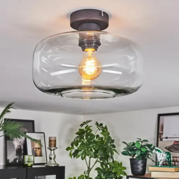 hofstein Boza Plafonnier Clair, 1 lumière* Lampes En Verre