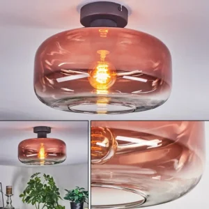 hofstein Boza Plafonnier Clair, Cuivré, 1 lumière* Lampes En Verre