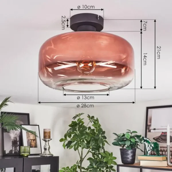 hofstein Boza Plafonnier Clair, Cuivré, 1 lumière* Lampes En Verre