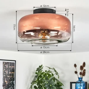 hofstein Boza Plafonnier Clair, Cuivré, 1 lumière* Lampes En Verre