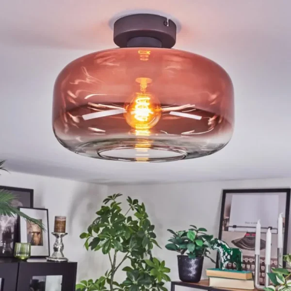 hofstein Boza Plafonnier Clair, Cuivré, 1 lumière* Lampes En Verre
