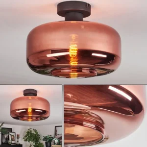 hofstein Boza Plafonnier Cuivré, 1 lumière* Lampes En Verre