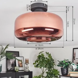 hofstein Boza Plafonnier Cuivré, 1 lumière* Lampes En Verre