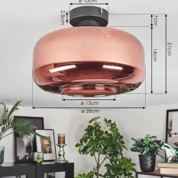 hofstein Boza Plafonnier Cuivré, 1 lumière* Lampes En Verre