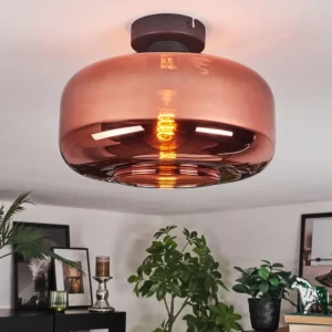 hofstein Boza Plafonnier Cuivré, 1 lumière* Lampes En Verre