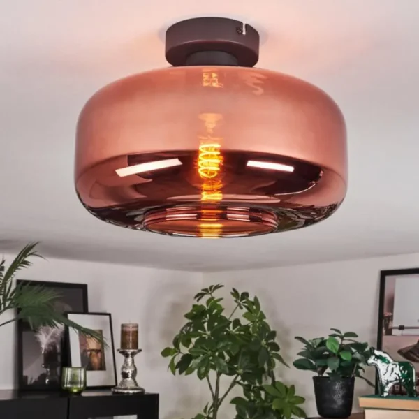 hofstein Boza Plafonnier Cuivré, 1 lumière* Lampes En Verre