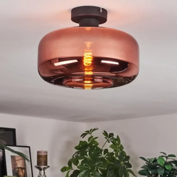hofstein Boza Plafonnier Cuivré, 1 lumière* Lampes En Verre