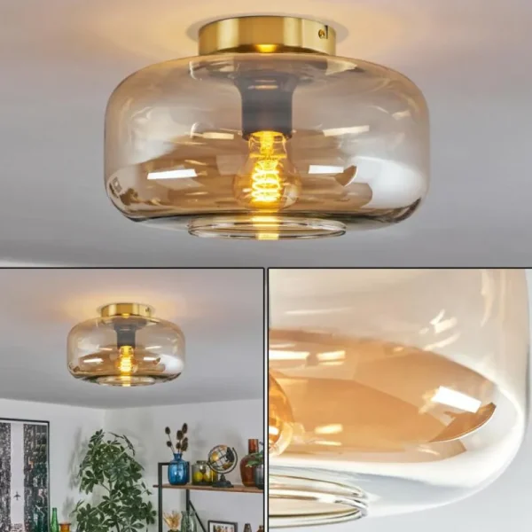 hofstein Boza Plafonnier Laiton, 1 lumière* Lampes En Verre