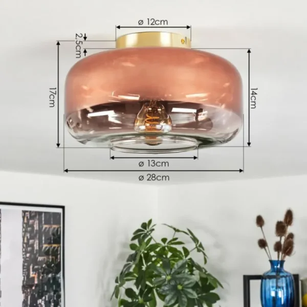 hofstein Boza Plafonnier Laiton, 1 lumière* Lampes En Verre