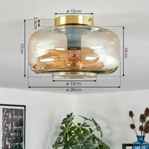hofstein Boza Plafonnier Laiton, 1 lumière* Lampes En Verre
