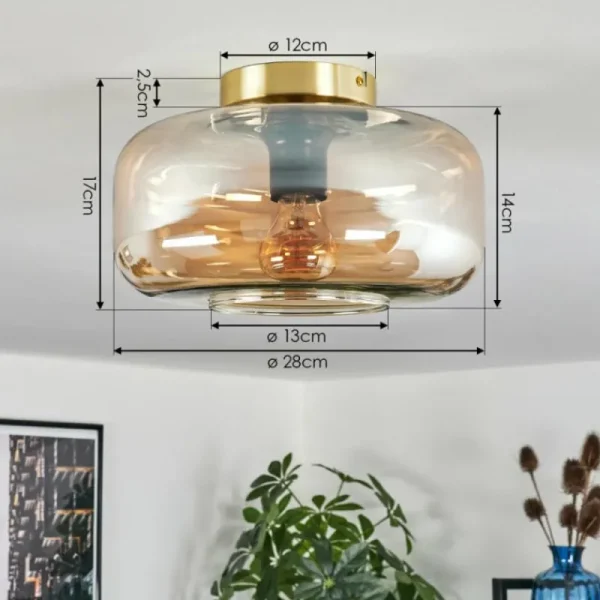 hofstein Boza Plafonnier Laiton, 1 lumière* Lampes En Verre