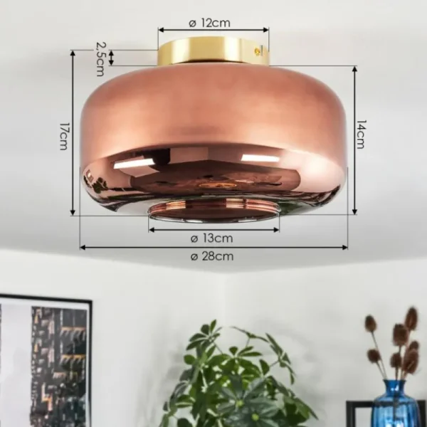 hofstein Boza Plafonnier Laiton, 1 lumière* Lampes En Verre