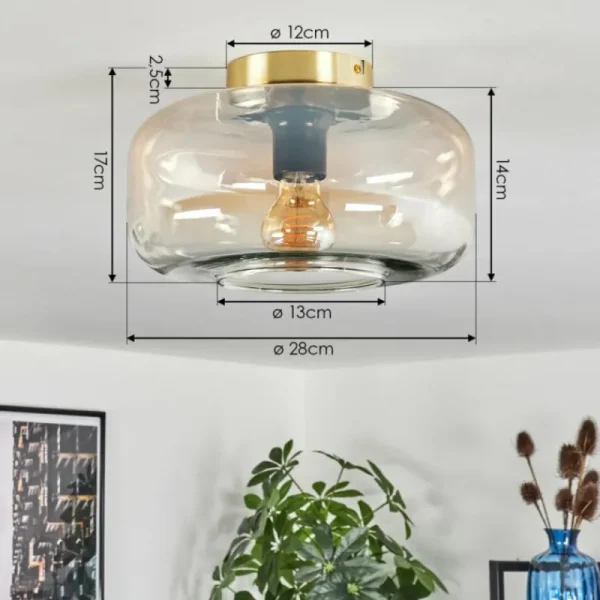 hofstein Boza Plafonnier Laiton, 1 lumière* Lampes En Verre