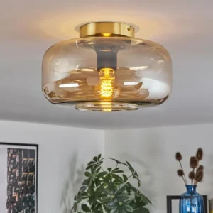 hofstein Boza Plafonnier Laiton, 1 lumière* Lampes En Verre