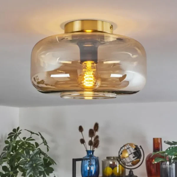 hofstein Boza Plafonnier Laiton, 1 lumière* Lampes En Verre