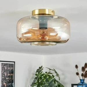 hofstein Boza Plafonnier Laiton, 1 lumière* Lampes En Verre