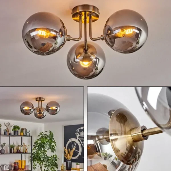 hofstein Cabalonga Plafonnier, Boule lumineuse Laiton, 3 lumières* Lampes Modernes