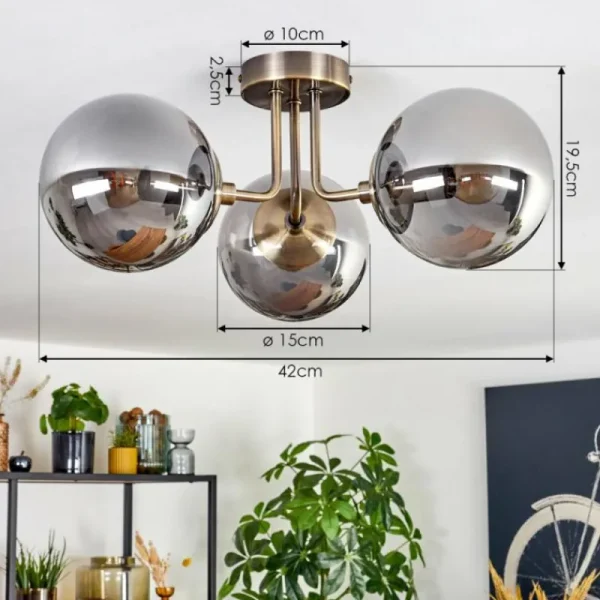hofstein Cabalonga Plafonnier, Boule lumineuse Laiton, 3 lumières* Lampes Modernes