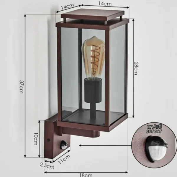 hofstein Cadafaes Lampe murale d´extérieur Rouille, 1 lumière, Détecteur de mouvement* Lampes Modernes