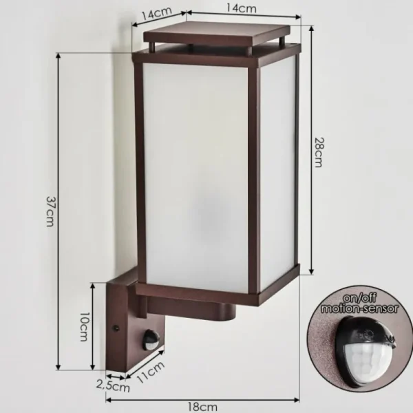 hofstein Cadafaes Lampe murale d´extérieur Rouille, 1 lumière, Détecteur de mouvement* Lampes Modernes