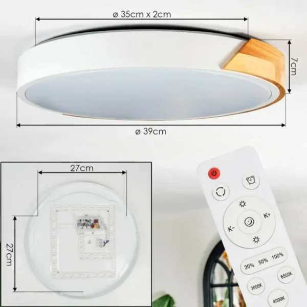 hofstein Cadaixo Plafonnier, Panel LED Blanc, 1 lumière, Télécommandes* Lampes Modernes