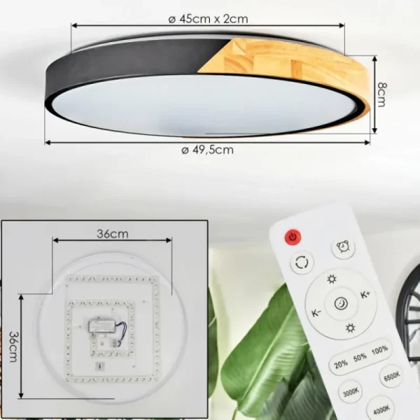 hofstein Cadaixo Plafonnier, Panel LED Blanc, 1 lumière, Télécommandes* Lampes Modernes