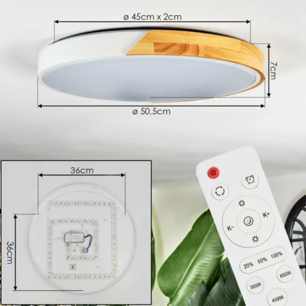 hofstein Cadaixo Plafonnier, Panel LED Blanc, 1 lumière, Télécommandes* Lampes Modernes