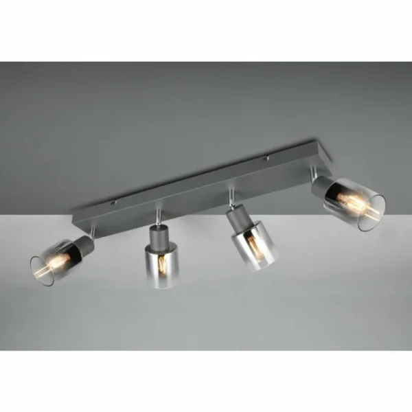 Luminaires Reality Cadiz Spot de plafond Anthracite, 4 lumières* Lampes En Verre