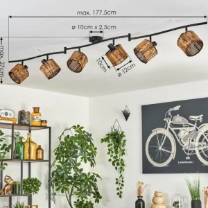 hofstein Cando Plafonnier Noir, 6 lumières* Lampes Modernes