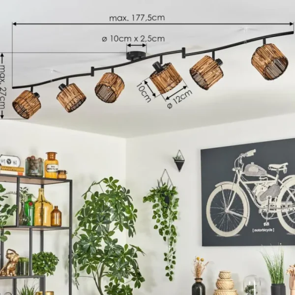 hofstein Cando Plafonnier Noir, 6 lumières* Lampes Modernes